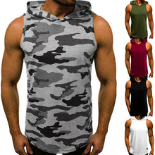 Load image into Gallery viewer, Men's Sleeveless Hooded Tops Streetwear Men Tank Tops